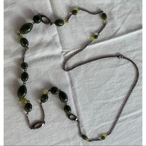 Vintage green beaded chain necklace